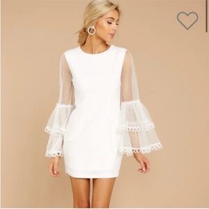 White dress with retro bell sleeves
